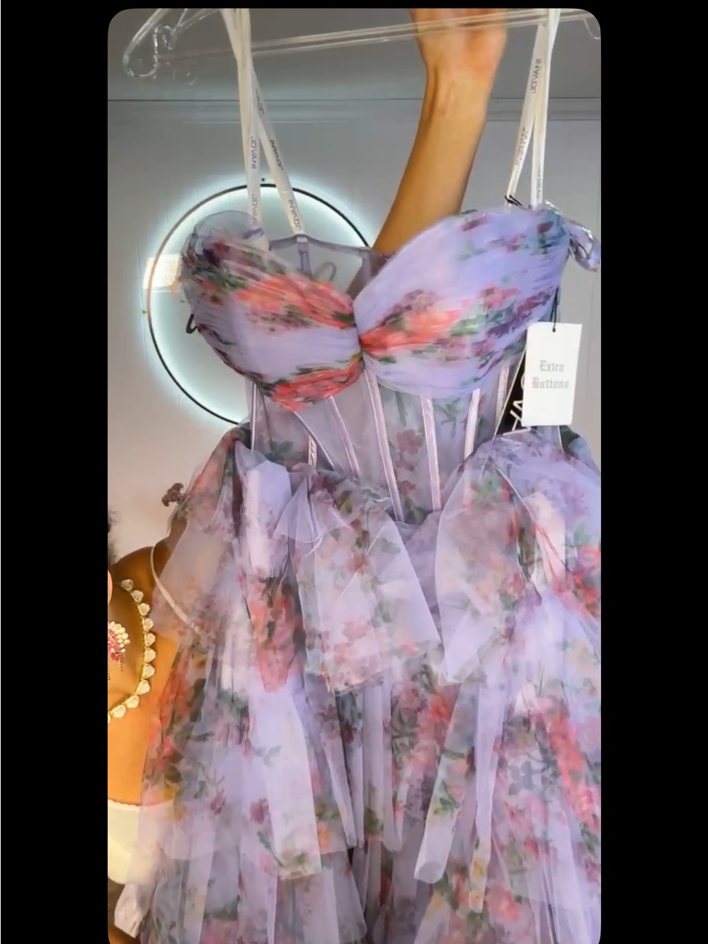 Jovani 39149 Strapless Lavender Floral Ruffle Ball Gown NET size 6 retail 550$ - Picture 7 of 10